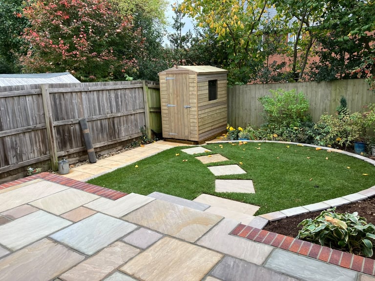 Sandstone patio completed by PC Landscaping in South Devon